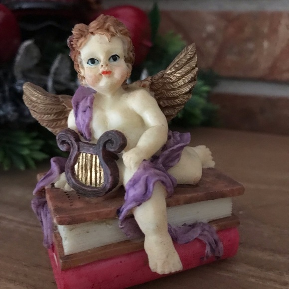 Rare Vintage Cherub Playing Harp Trinket Box - Picture 6 of 6